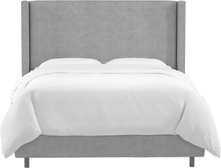 Penelope Gray Upholstered Wingback King Bed - Skyline Furniture