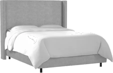 Penelope Gray Upholstered Wingback King Bed - Skyline Furniture