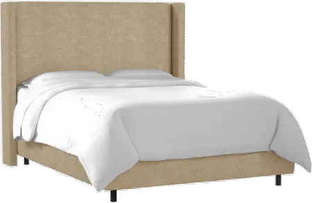 Penelope Tan Upholstered Wingback King Bed - Skyline Furniture