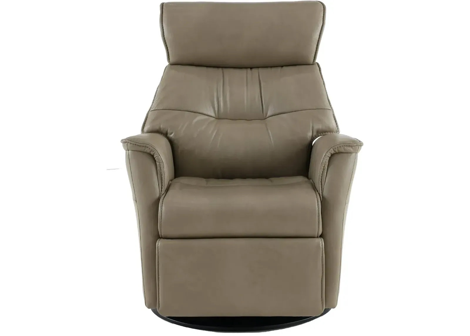 Captain Beige Standard Leather Swivel Glider Power Recliner