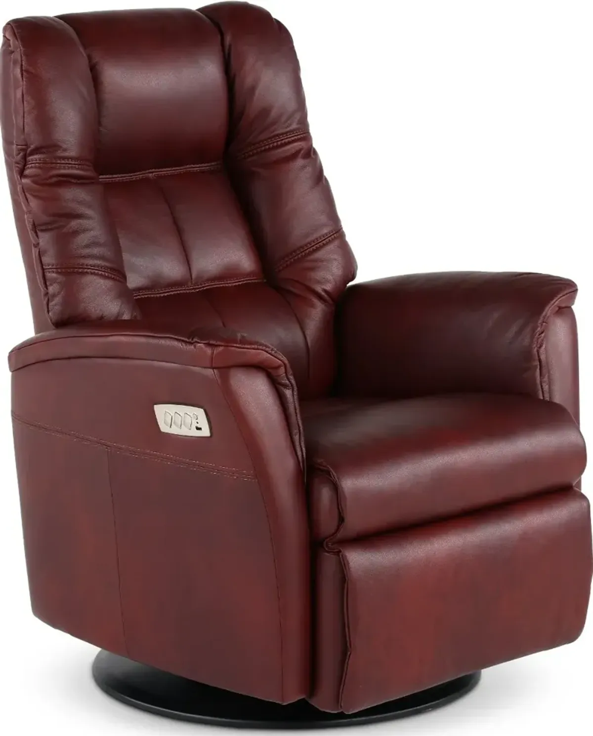 Boston Burgundy Leather Standard Swivel Glider Power Recliner