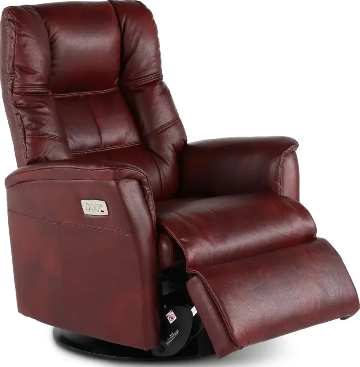 Boston Burgundy Leather Large Swivel Glider Power Recliner