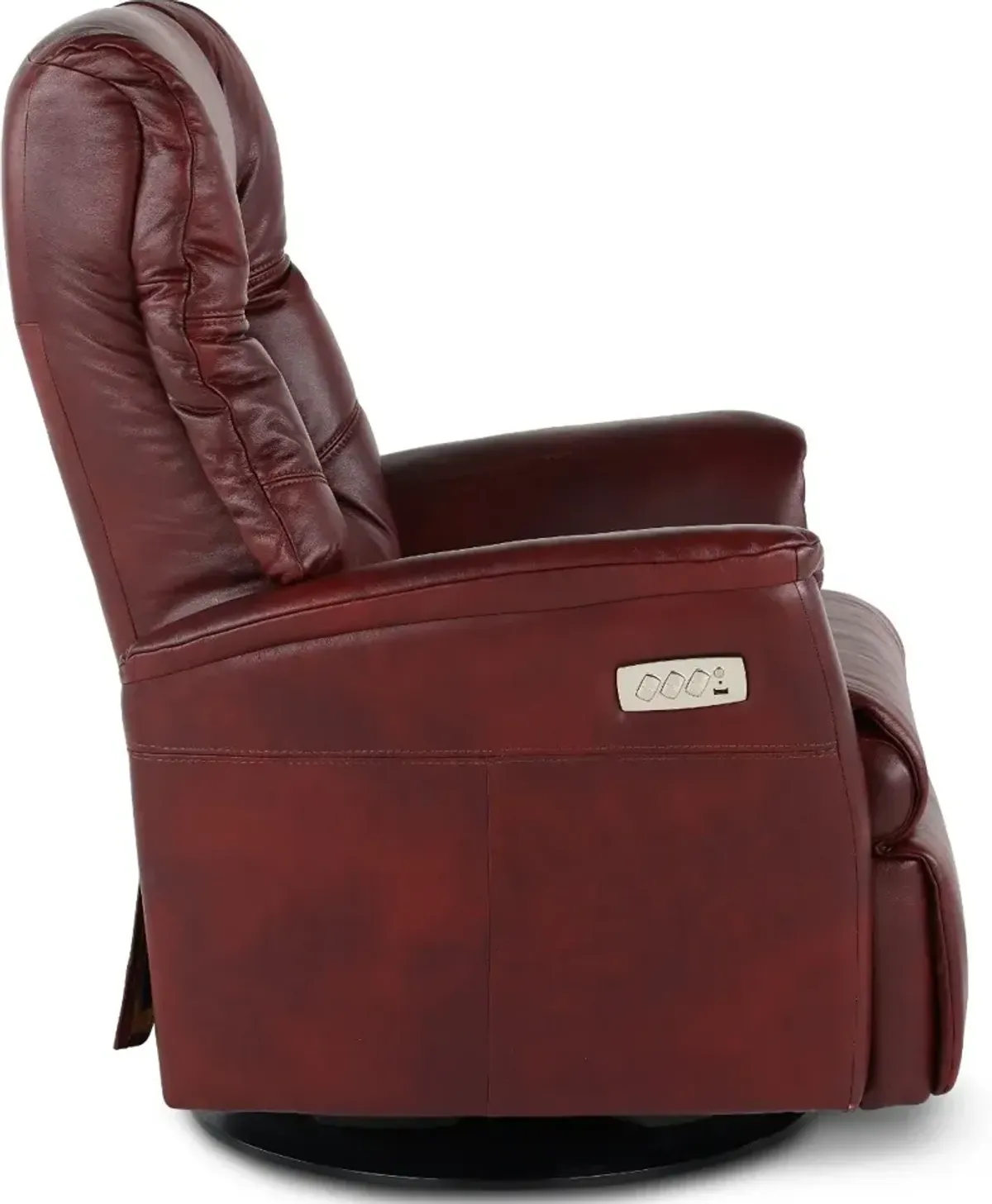 Boston Burgundy Leather Large Swivel Glider Power Recliner