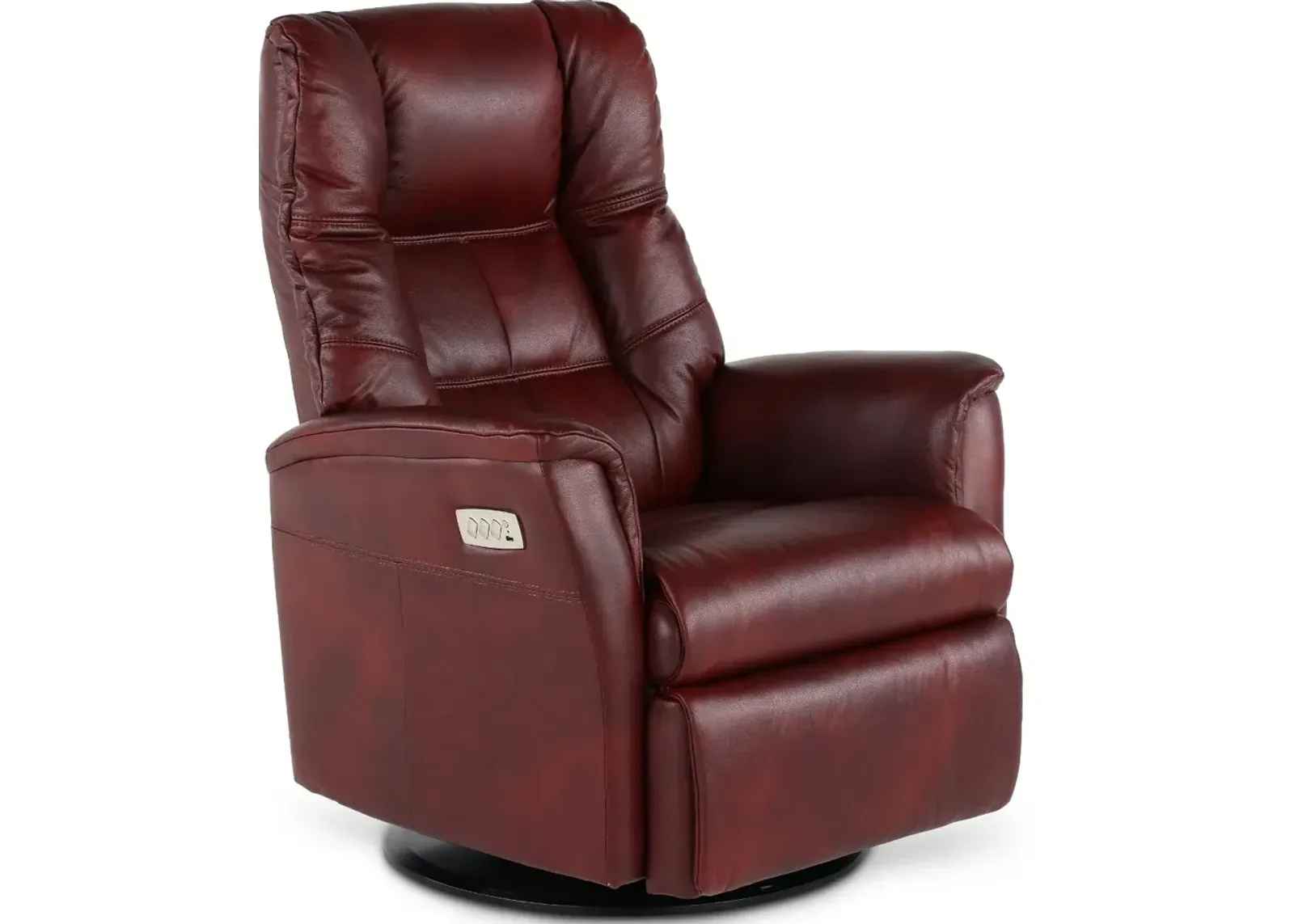 Boston Burgundy Leather Large Swivel Glider Power Recliner