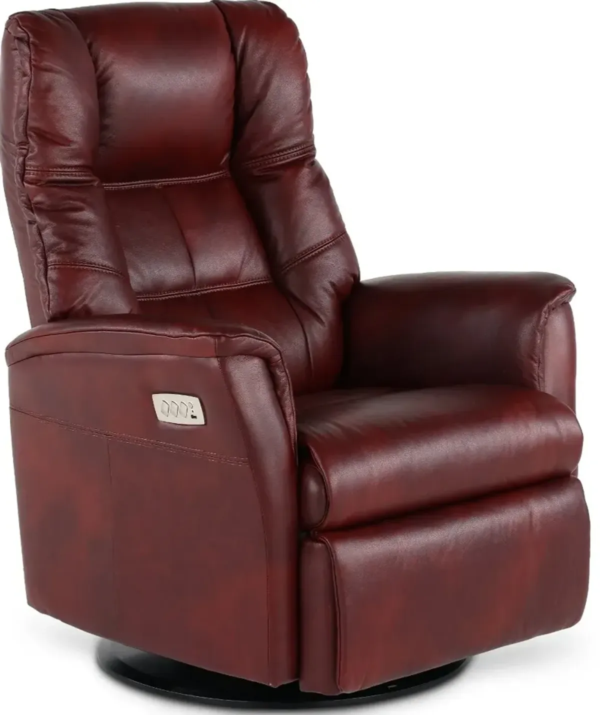 Boston Burgundy Leather Large Swivel Glider Power Recliner