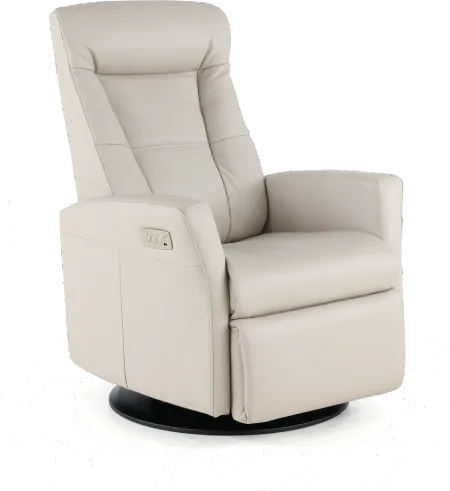 Grove Gray Standard Leather Swivel Glider Power Recliner with...