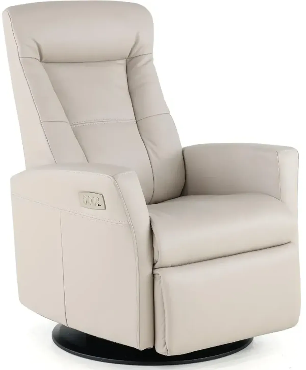 Grove Gray Standard Leather Swivel Glider Power Recliner with Adjustable Headrest
