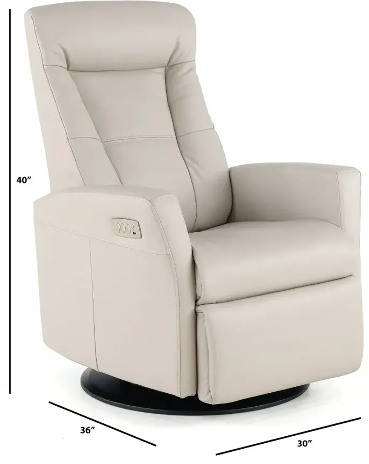 Grove Gray Large Leather Swivel Glider Power Recliner with...