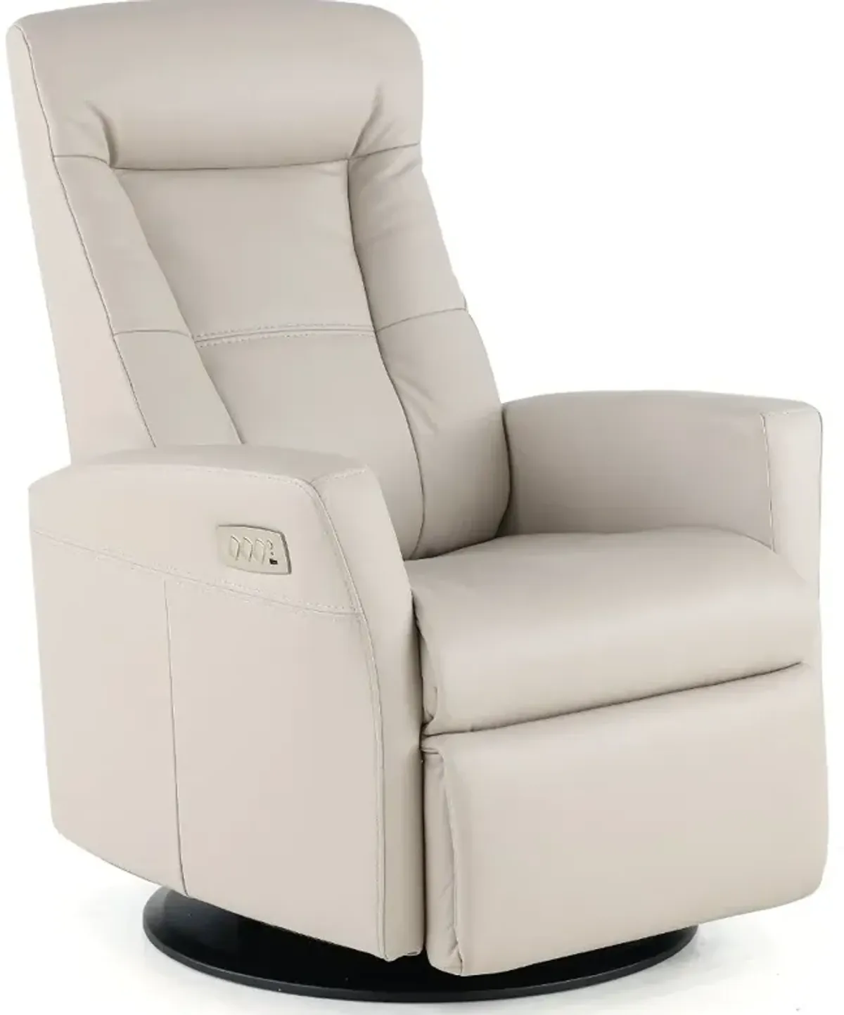 Grove Gray Large Leather Swivel Glider Power Recliner with...