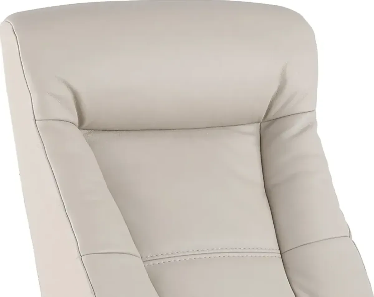 Grove Gray Large Leather Swivel Glider Power Recliner with Adjustable Headrest