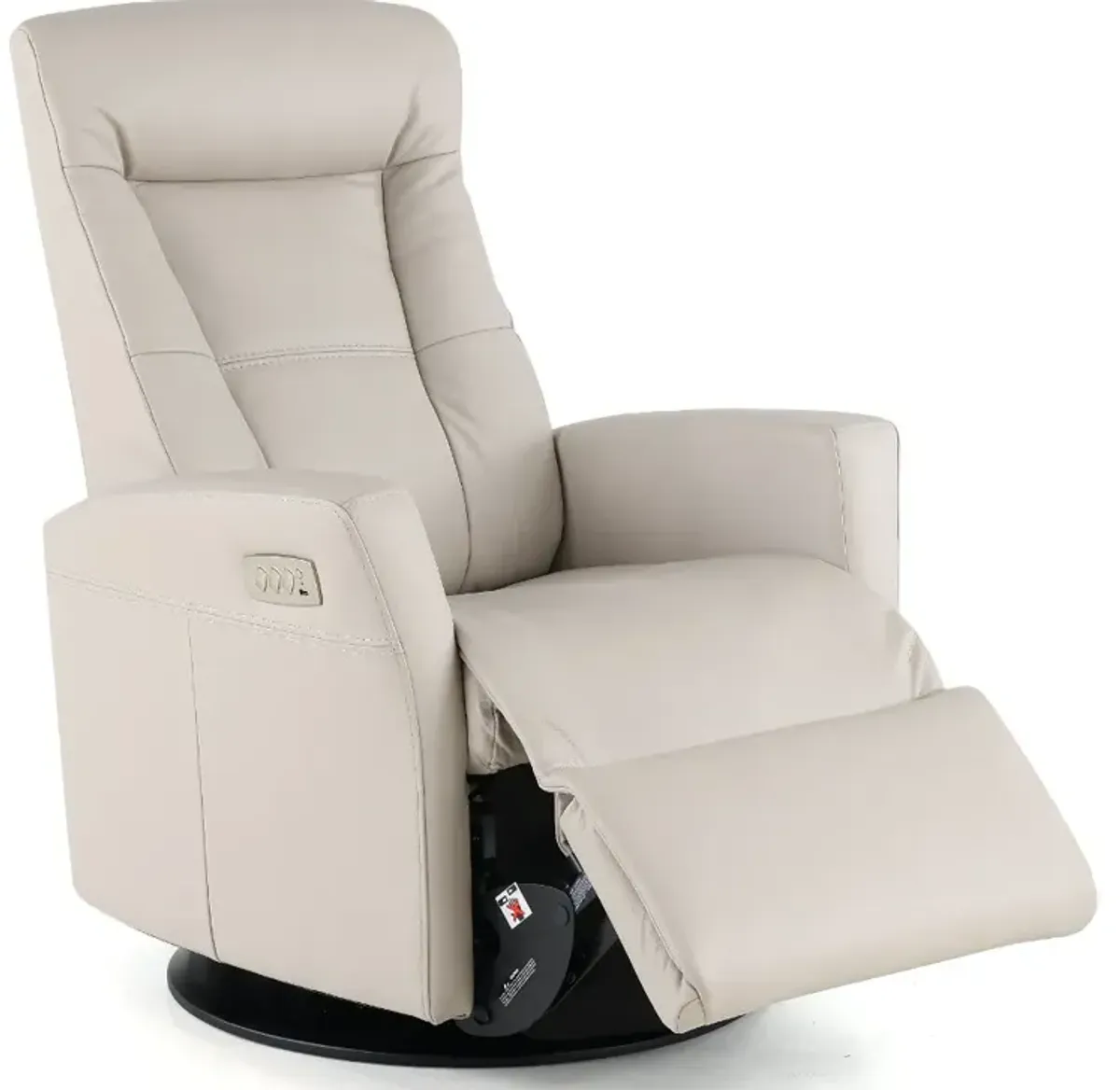 Grove Gray Large Leather Swivel Glider Power Recliner with...