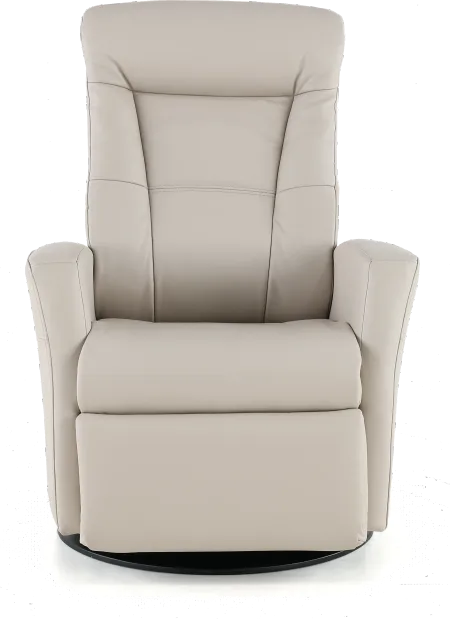 Grove Gray Large Leather Swivel Glider Power Recliner with...