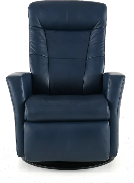 Grove Blue Standard Leather Swivel Glider Power Recliner with...