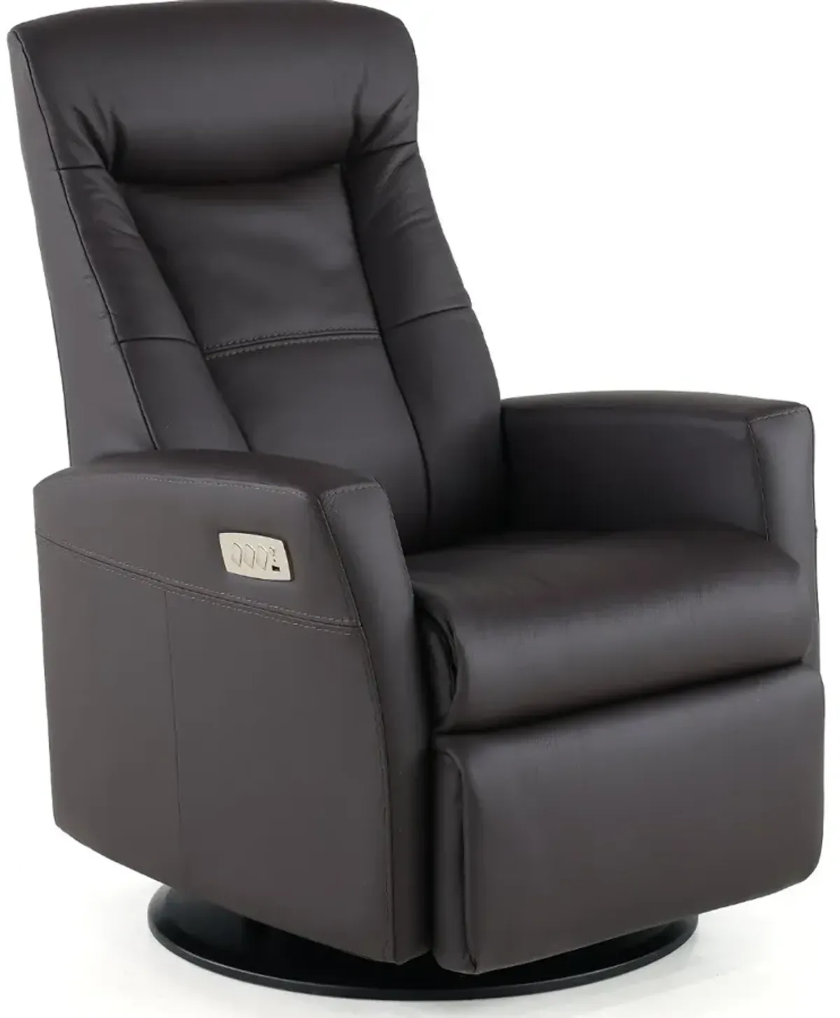 Grove Brown Standard Leather Swivel Glider Power Recliner with...