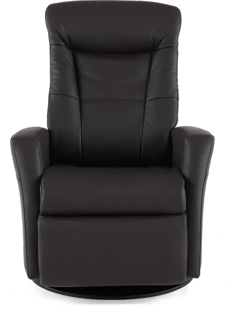 Grove Brown Standard Leather Swivel Glider Power Recliner with...