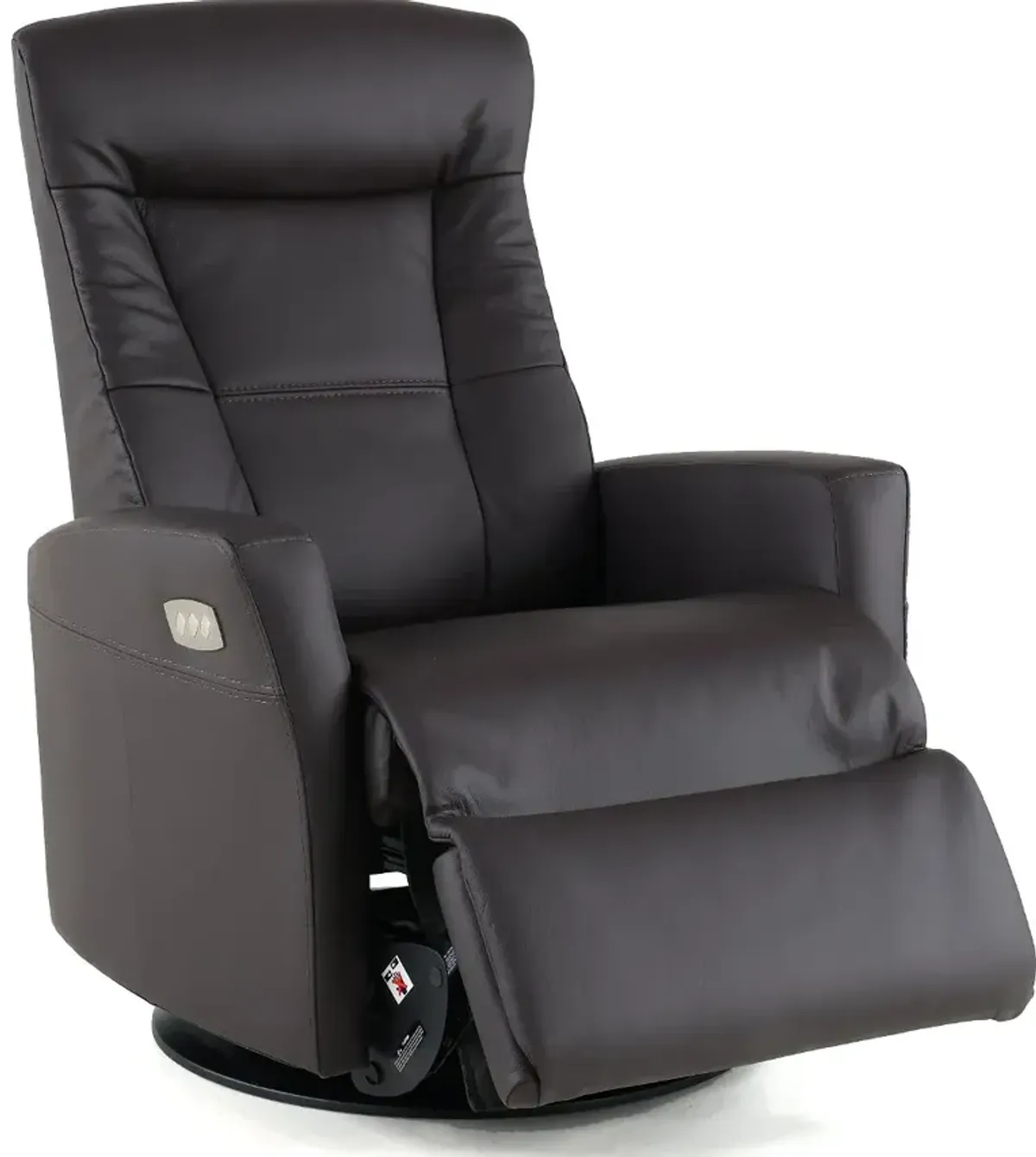 Grove Brown Large Leather Swivel Glider Power Recliner with...