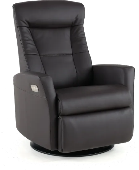 Grove Brown Large Leather Swivel Glider Power Recliner with...