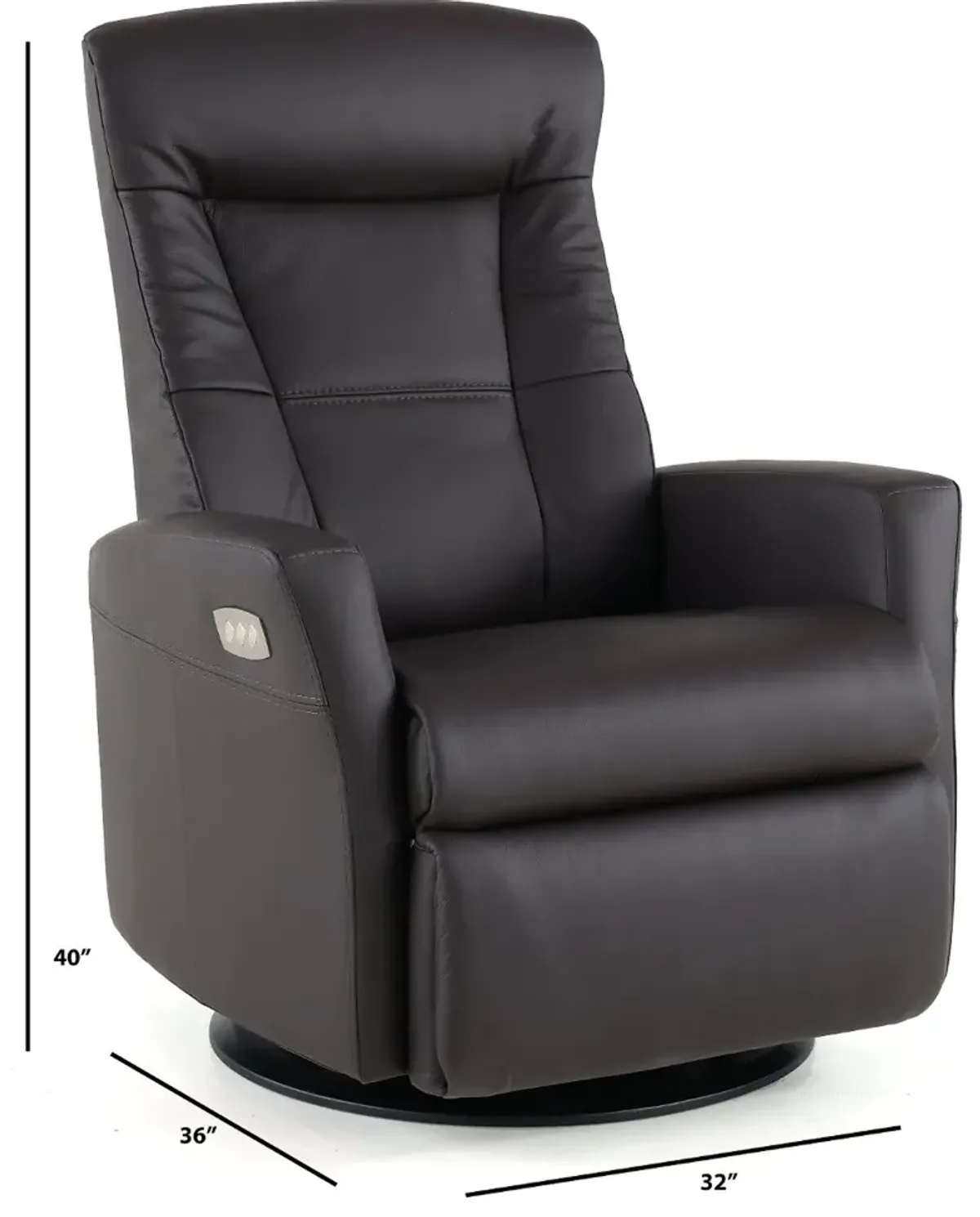 Grove Brown Large Leather Swivel Glider Power Recliner with...