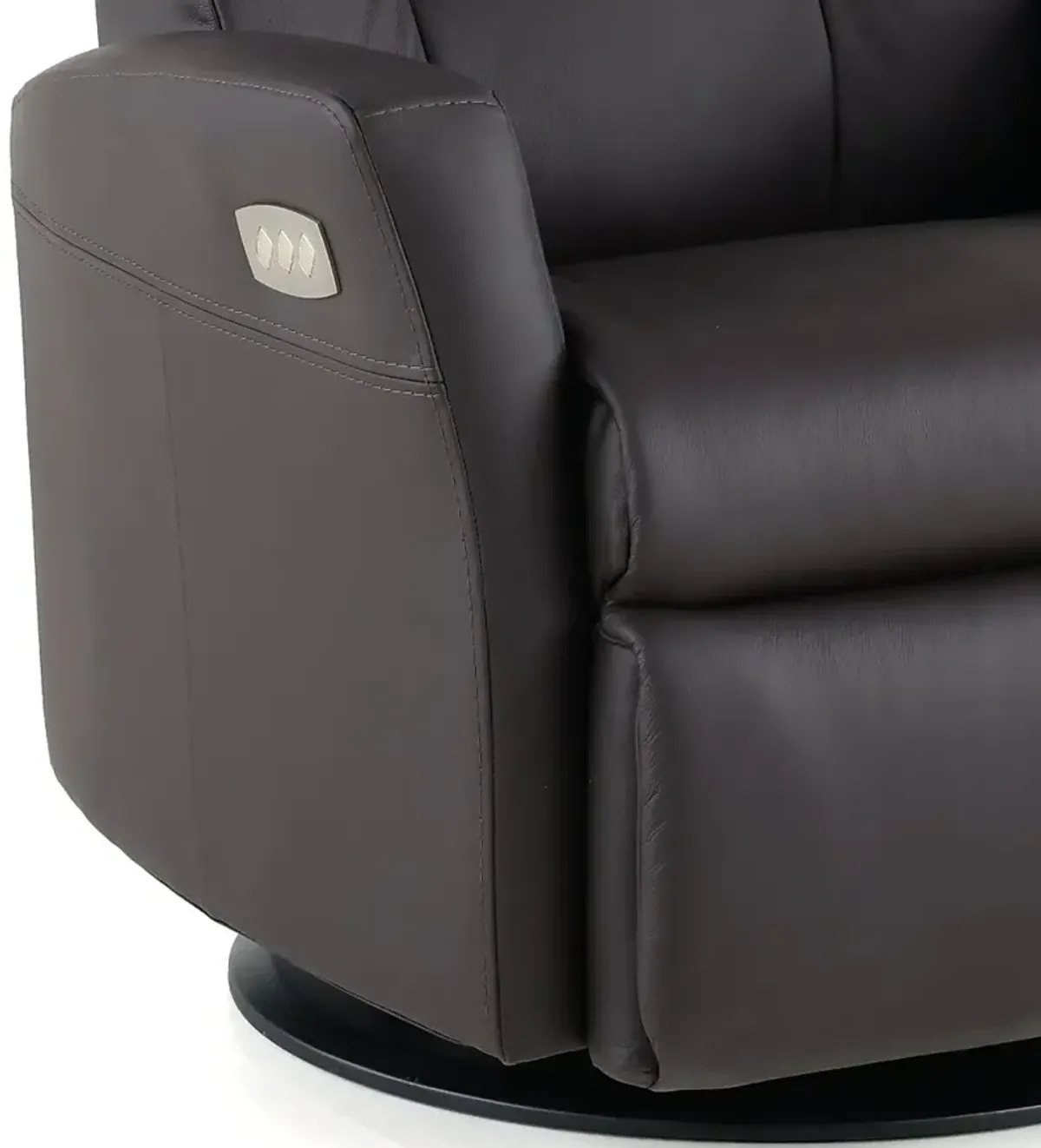 Grove Brown Large Leather Swivel Glider Power Recliner with...