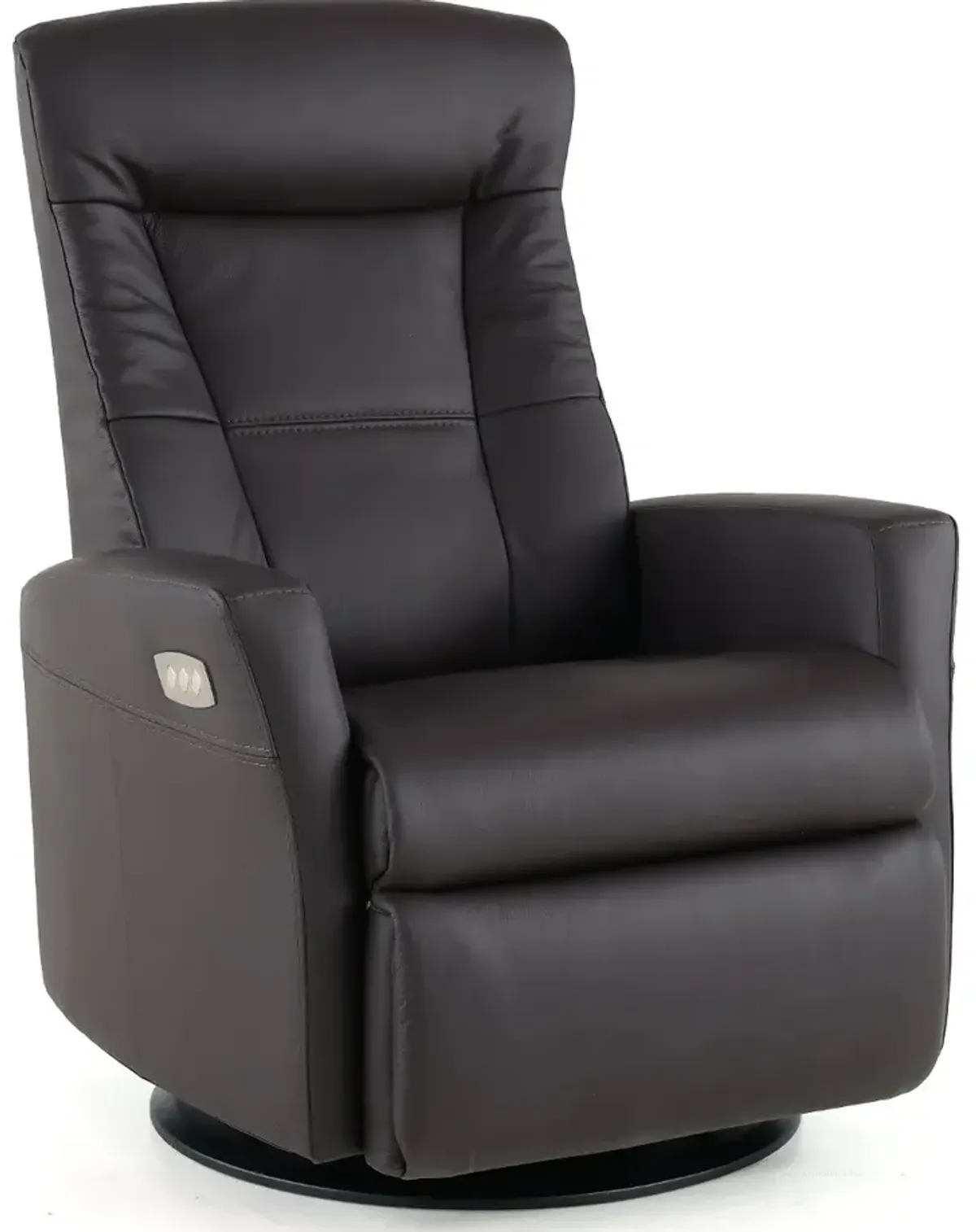 Grove Brown Large Leather Swivel Glider Power Recliner with Adjustable Headrest