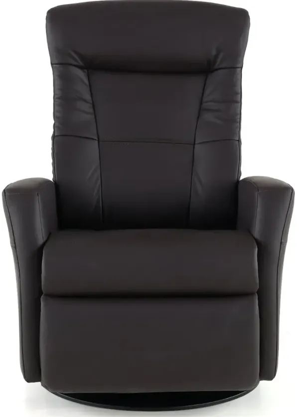 Grove Brown Large Leather Swivel Glider Power Recliner with Adjustable Headrest