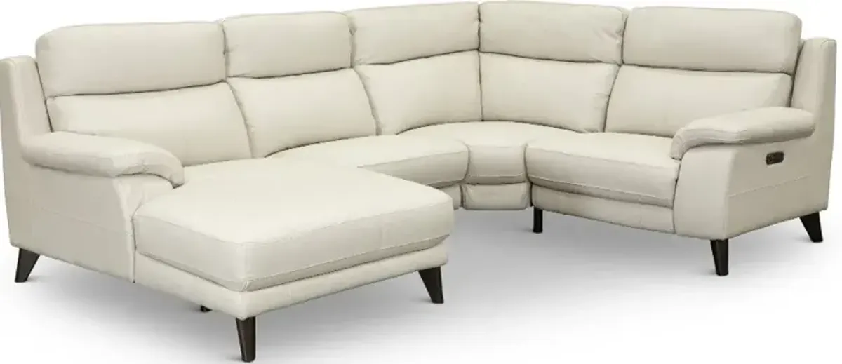 Venice White 4 Piece Power Reclining Sectional