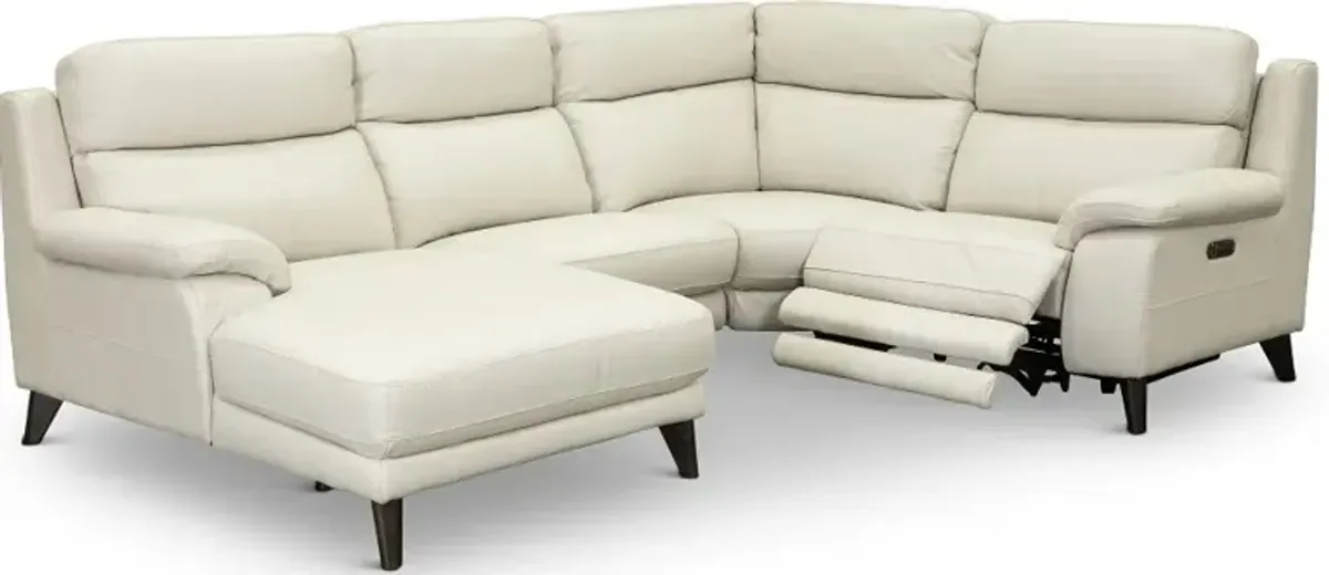 Venice White 4 Piece Power Reclining Sectional