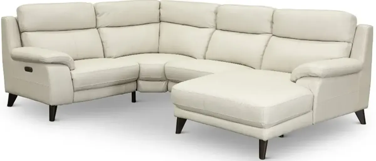 Venice White 4 Piece Power Reclining Sectional