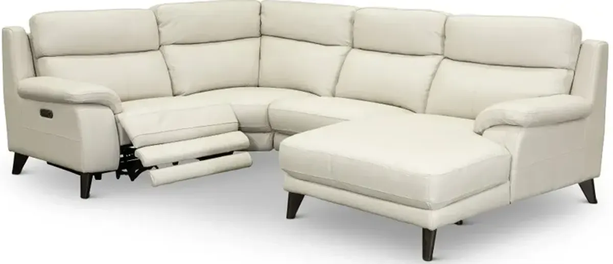 Venice White 4 Piece Power Reclining Sectional