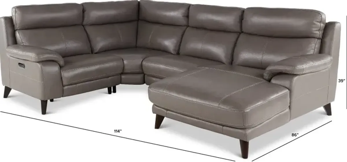 Venice Gray 4 Piece Power Reclining Sectional