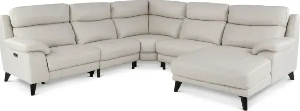 Venice White 5 Piece Power Reclining Sectional