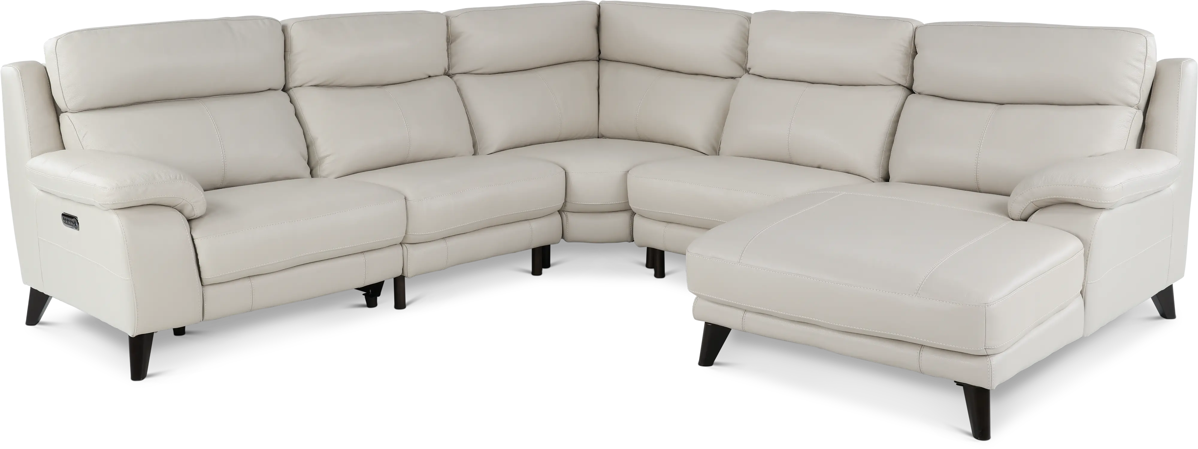 Venice White 5 Piece Power Reclining Sectional