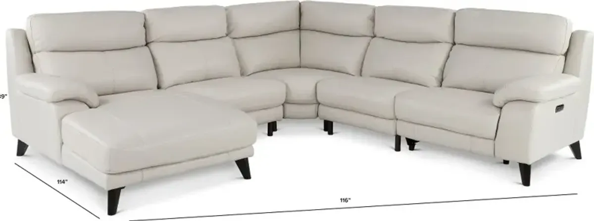 Venice White 5 Piece Power Reclining Sectional