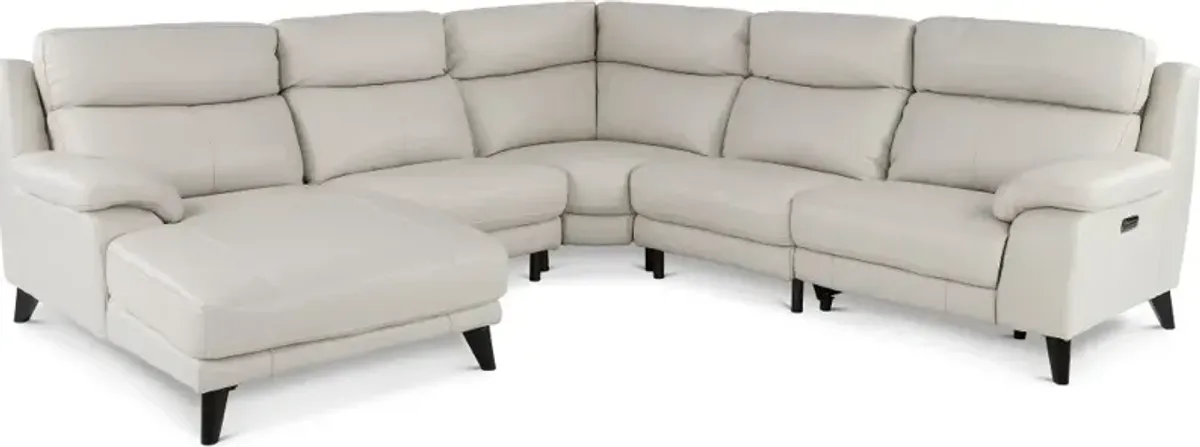 Venice White 5 Piece Power Reclining Sectional