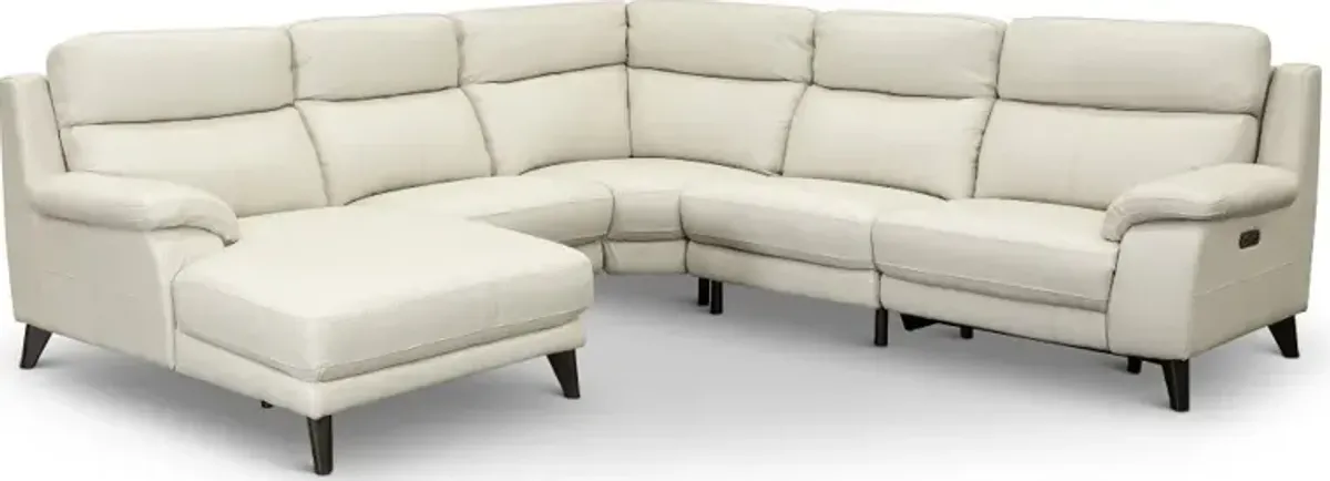 Venice White 5 Piece Power Reclining Sectional