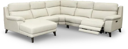 Venice White 5 Piece Power Reclining Sectional