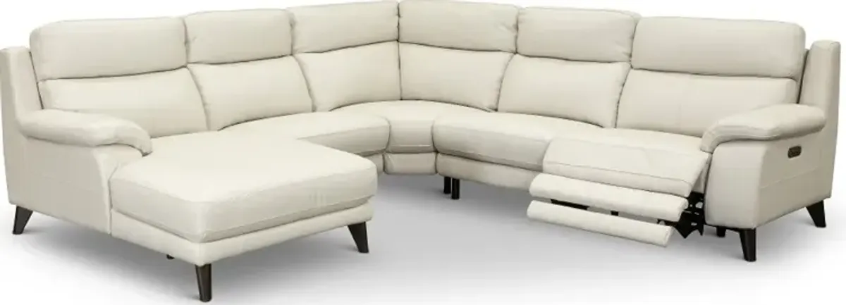 Venice White 5 Piece Power Reclining Sectional