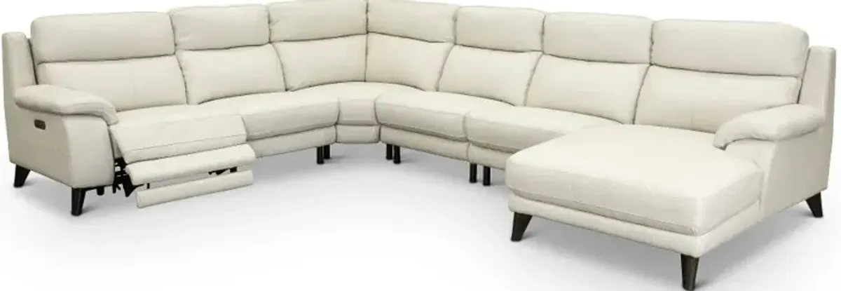 Venice White 6 Piece Power Reclining Sectional