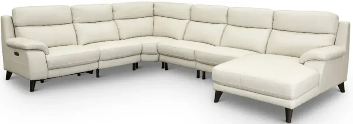 Venice White 6 Piece Power Reclining Sectional