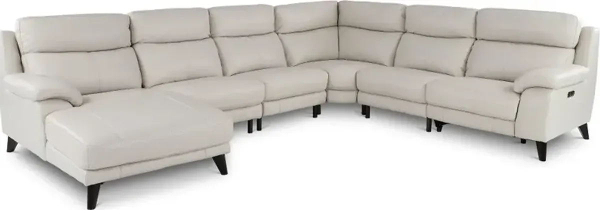 Venice White 6 Piece Power Reclining Sectional