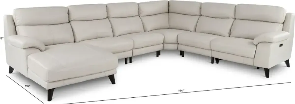 Venice White 6 Piece Power Reclining Sectional