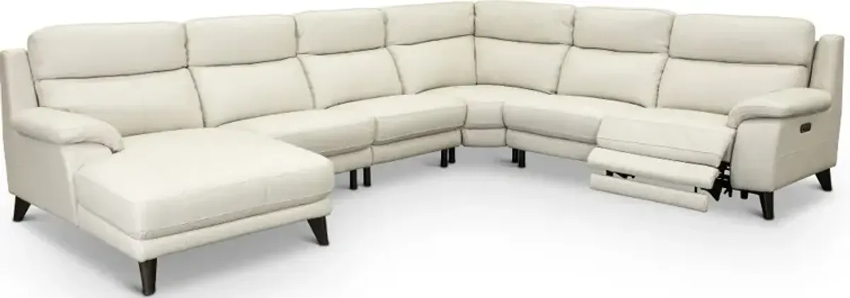 Venice White 6 Piece Power Reclining Sectional