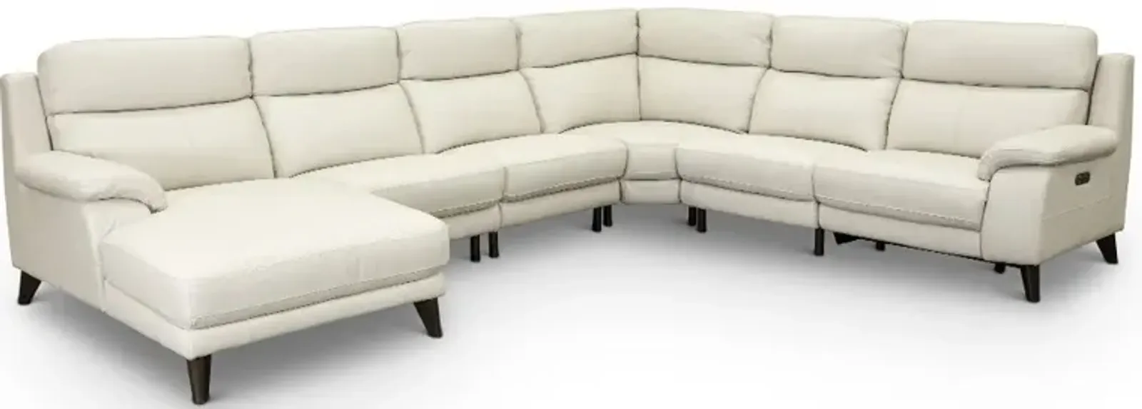 Venice White 6 Piece Power Reclining Sectional