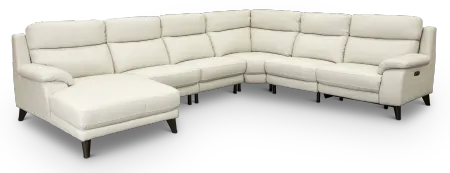 Venice White 6 Piece Power Reclining Sectional
