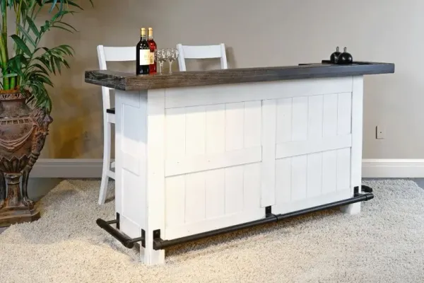 Bourbon County Farmhouse White and Dark Brown Bar Cabinet