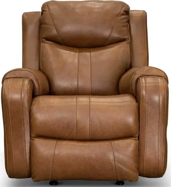 Marvel Amber Brown Leather-Match Power Rocker Recliner