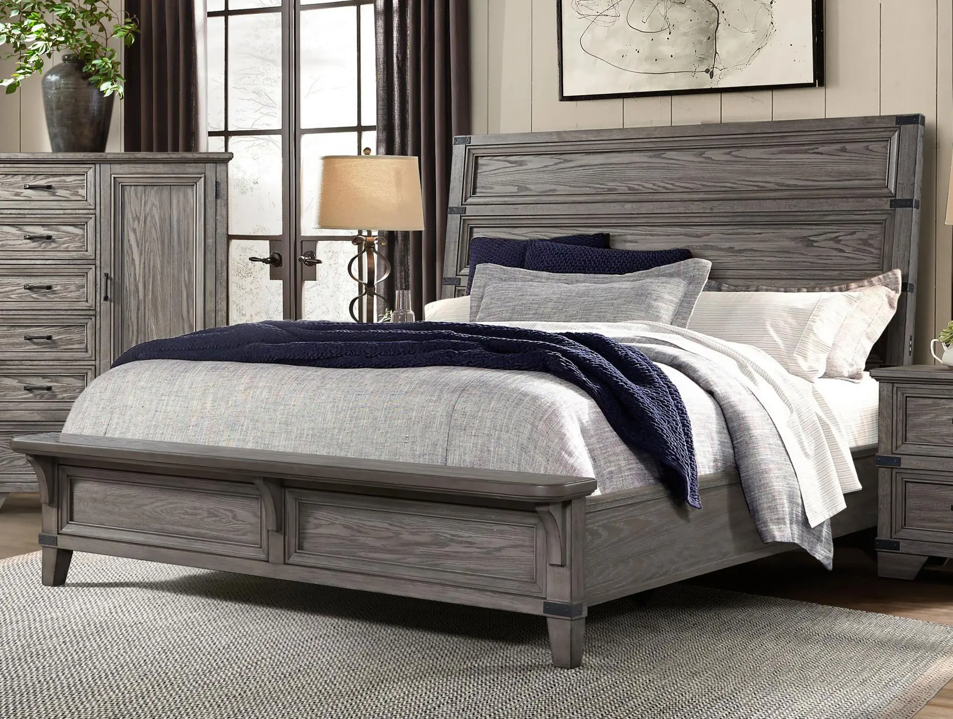 Forge Pewter Gray King Bed