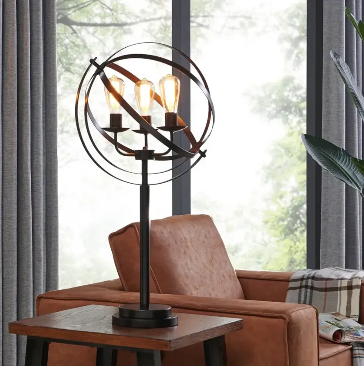 Industrial Open Metal Black Table Lamp - Orbiton