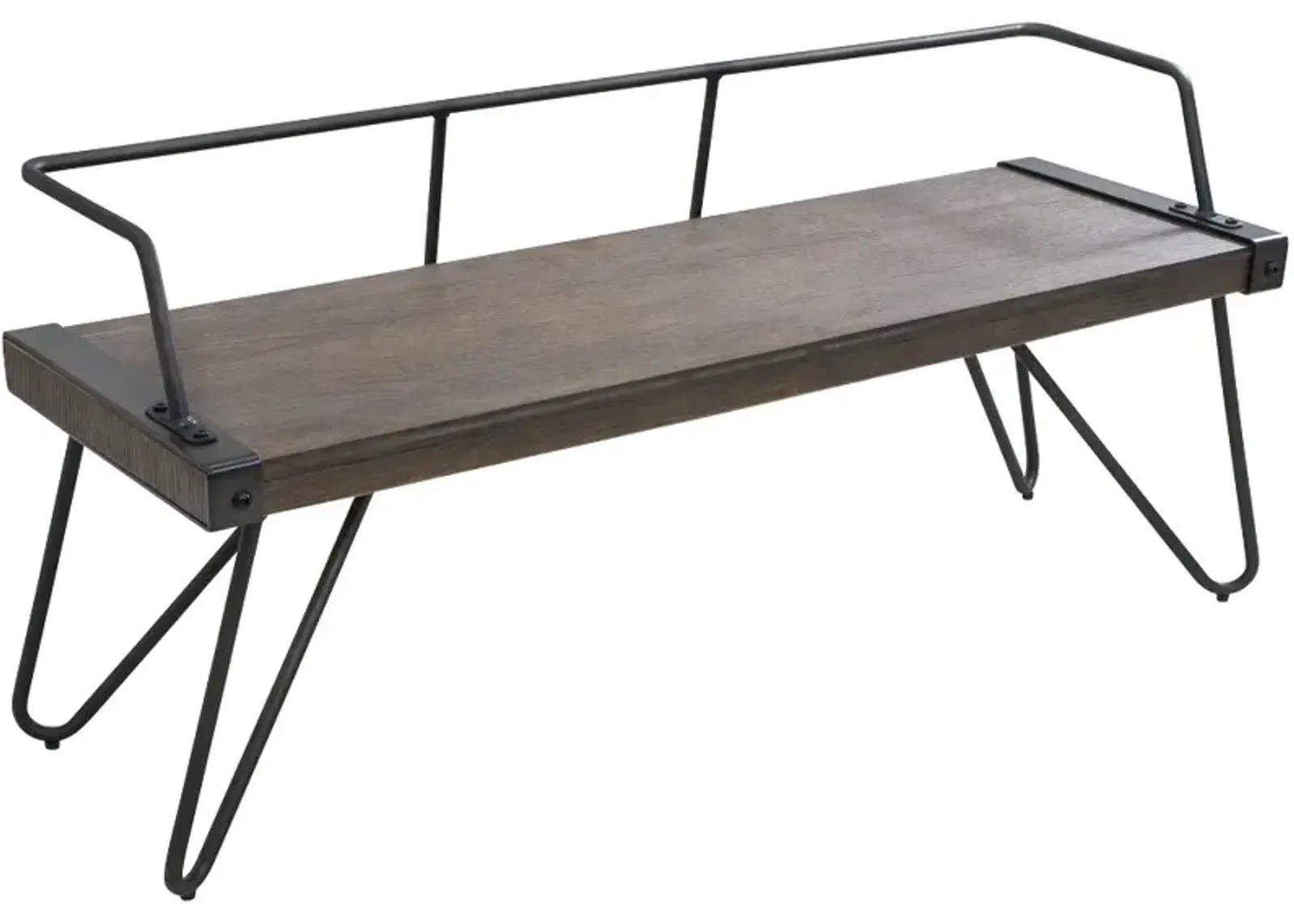 Stefani Industrial Metal and Walnut Wood Bench