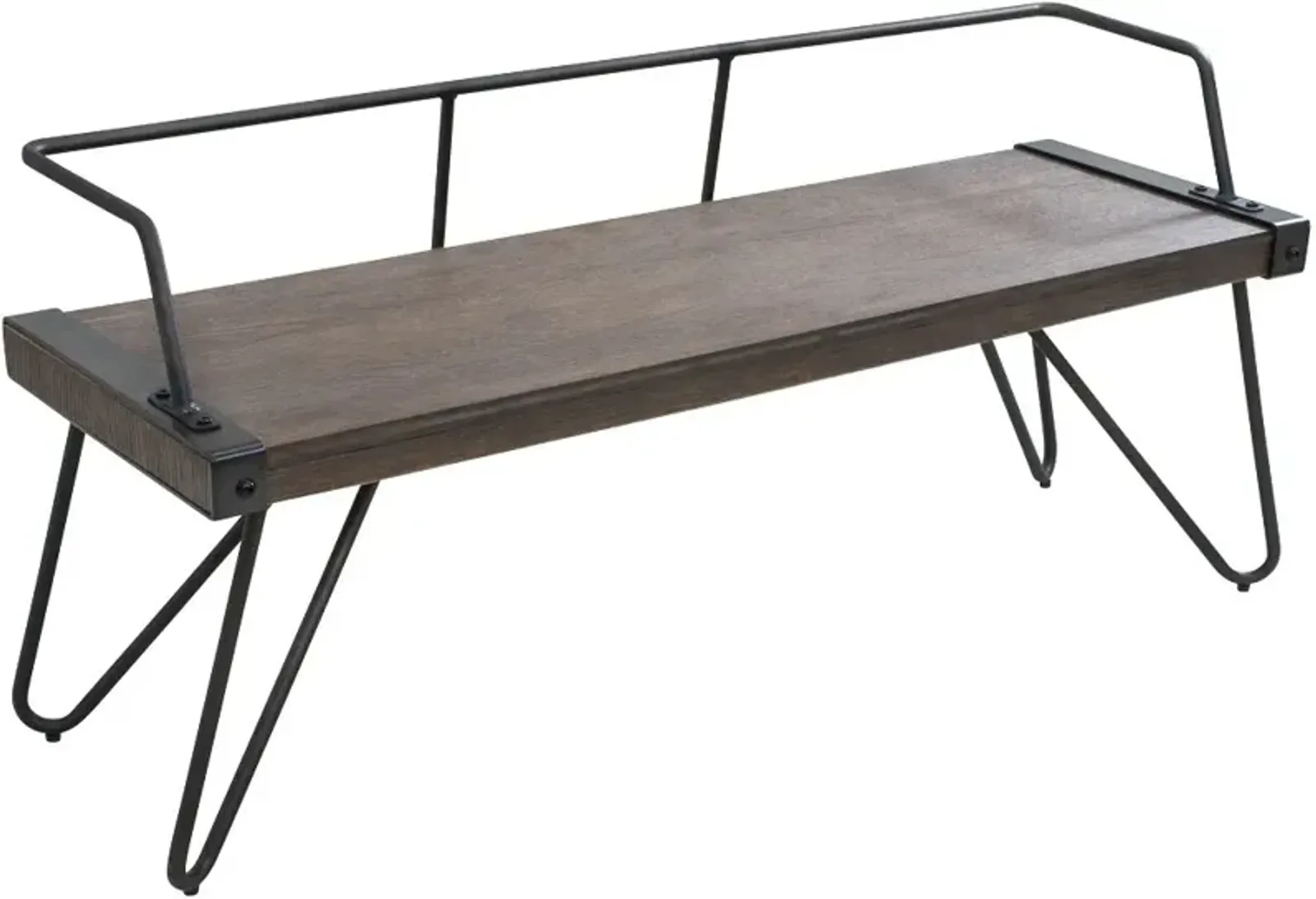 Stefani Industrial Metal and Walnut Wood Bench